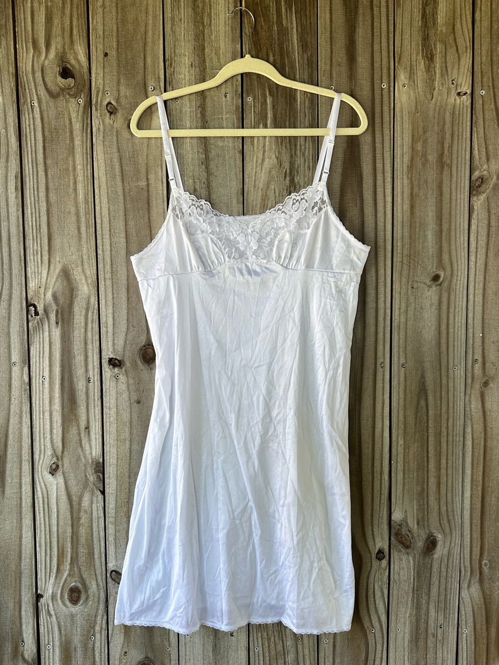 Vintage White lace trim slip dress Size 40 26”/46 (Large) Coquette Fairycore